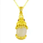 Gold Pendants 2021 Fashion Jewelry Gold Plated Natural Stone Nephrite Pendants Necklace