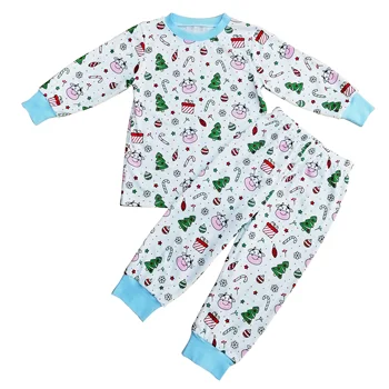 wholesale Christmas Kids Pajamas Sets Cartoon Print Top Pants Family Two-piece Sleepwear for girls boys