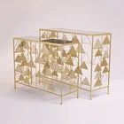 Table Leaf Golden Table Golden Long Table Triangular Iron Mirror Leaf Design