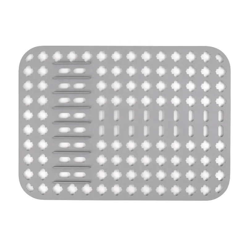 Wellfine Silicone Sink Protector for Kitchen Washable Drain Dry Mat Silicone Dish Drying Mat with Rack