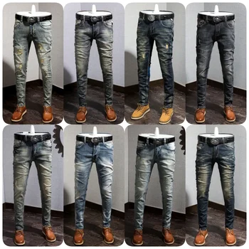 Wholesale high-quality jeans manufacturers direct summer and autumn slim straight leg casual breathable wear jeans for men