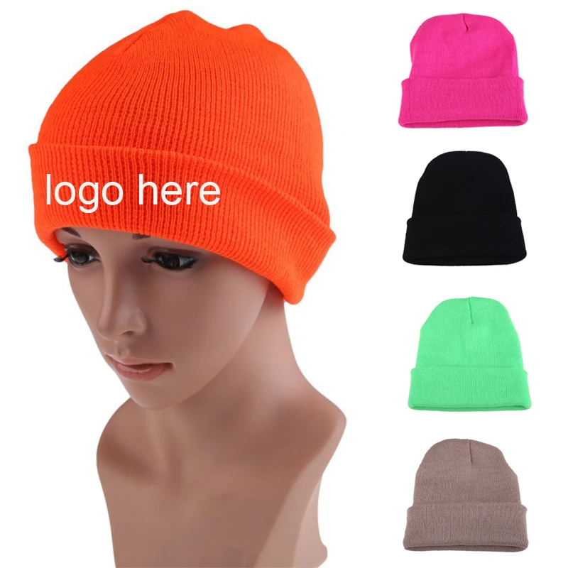 High Quality Winter 100% Acrylic Embroidered Beanie Hats Custom Logo Best Price Yiwu Qunliang