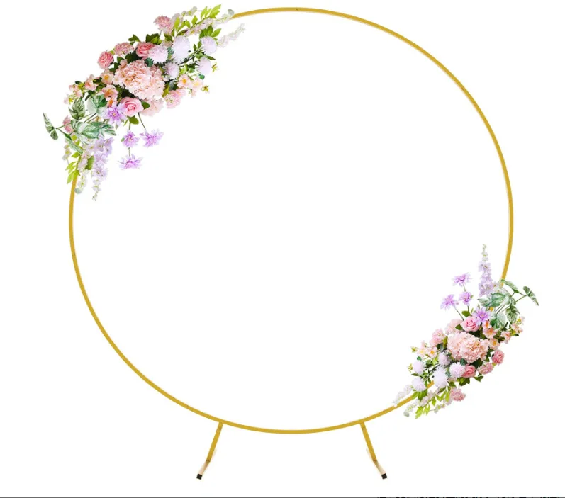 Gold White round metal arch frame wedding arch backdrop