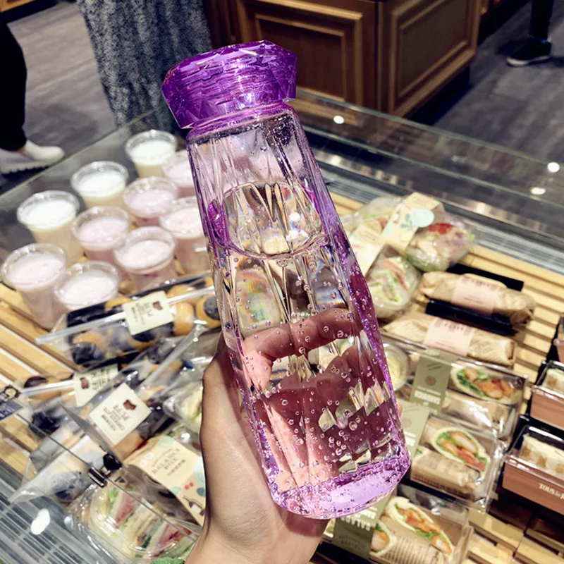 Factory Price Fashionable Empty Glass Water Bottle Transparent exquisite glass bottle student school water bottle