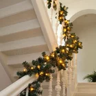 Garland Christmas Greenery Artificial Ornaments LED Fir Garland Light Chain