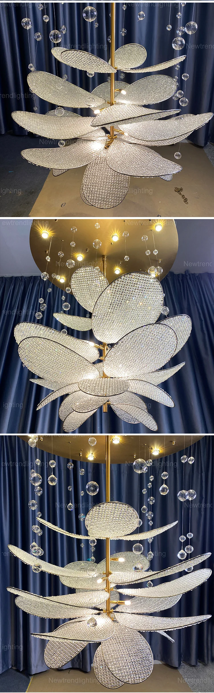 CPL-200 New Design Modern Indoor Metal Gold Bar Crystal Luxury Hanging Ceiling Chandelier Light supplier