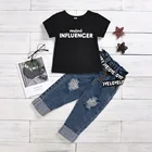 Baby Sets Clothing 1-6Y Summer Toddler Kids Baby Girl Clothes Sets Letter Tops T-Shirt Denim Pants Jeans Outfits Clothing