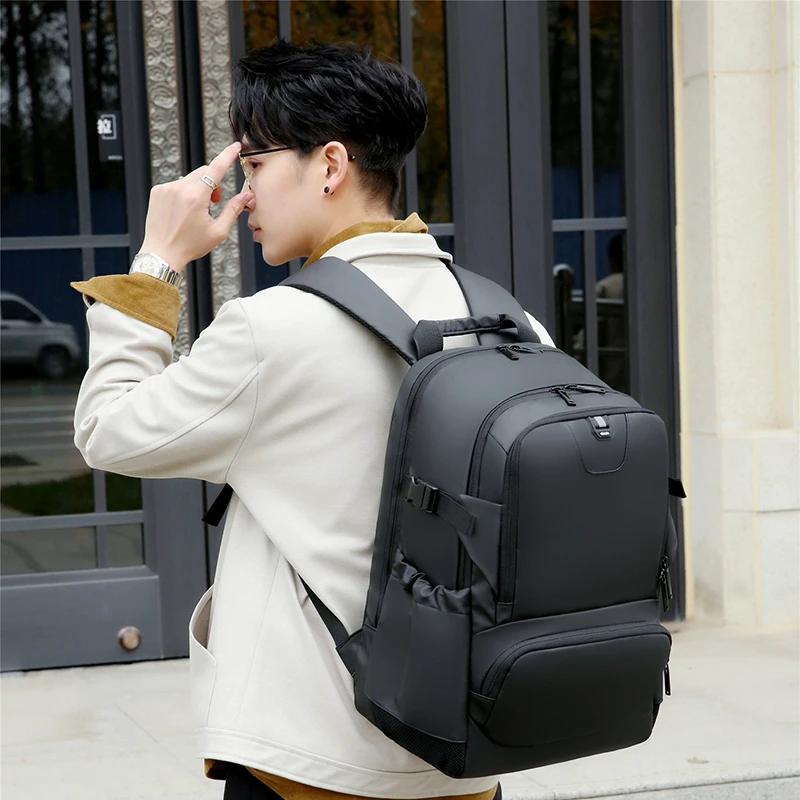 Custom OEM large capacity men business computer college bag outdoors black travel laptop backpack with USB charging