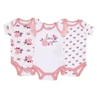 Wholesale New Born Clothes Cotton Baby Romper 3pcs Short Sleeve Baby Bodysuit Sets