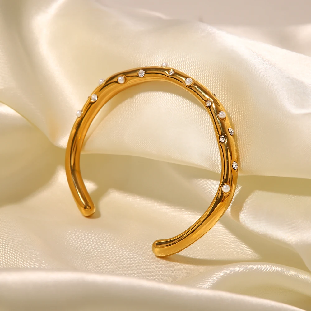 Tengyi Gold Color Bangle Jewelry Bracelets Simple Open Set