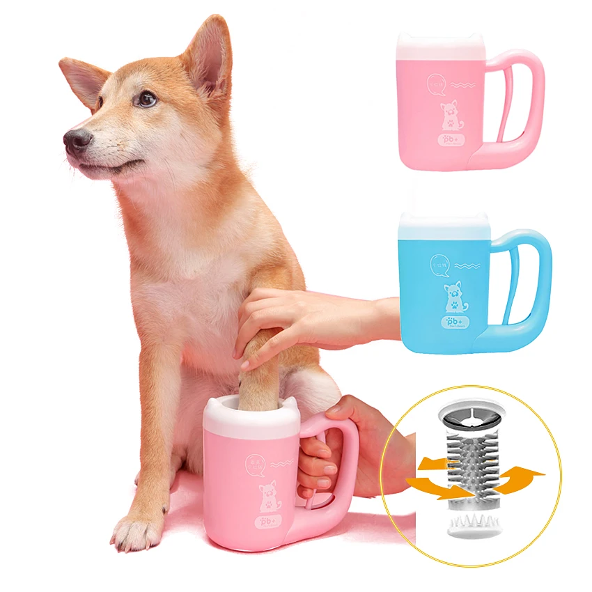 Protect Your House OR CAR Against Dirty Muddy Paws Medium Portable Dog PAW Washer PET Foot Cleaner|Cleaning Plunger Cup with Soft Silicone BRISTLES 