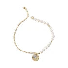 Pearl Sliver Bracelet Design Wholesale Dubai Pearl Custom Jewelry 24k Gold Sliver Bangles Bracelet