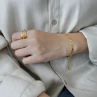 925 Sterling Bracelet Simple 925 Sterling Silver Bracelet 18K Real Gold Plated Thick Bracelet