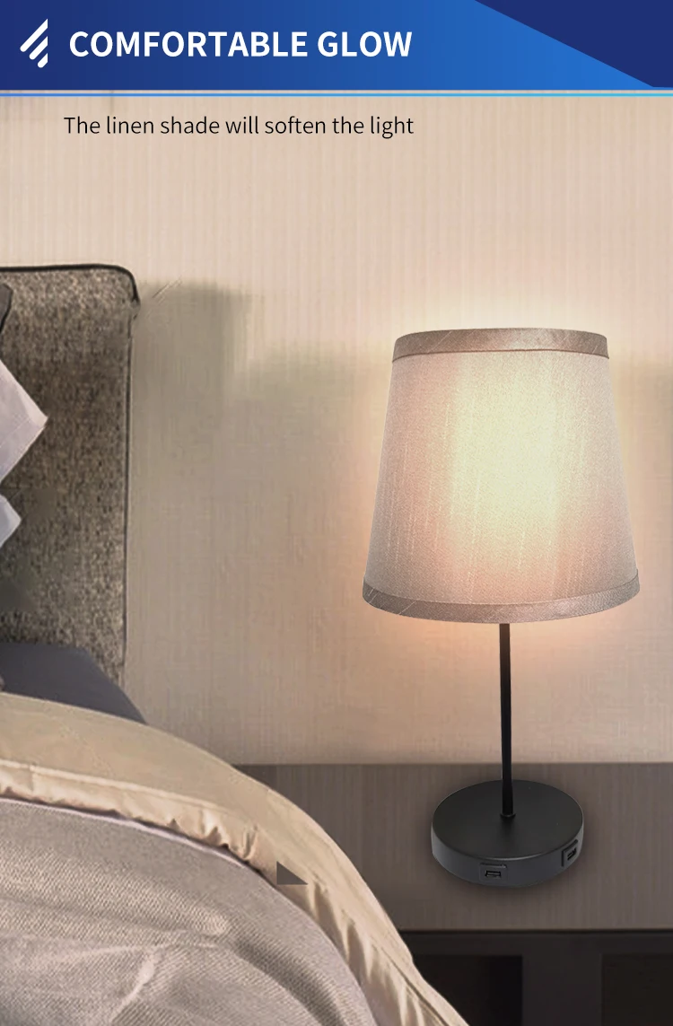 modern Gray lampshade meteor shower high quality  bedside table lamp with usb port