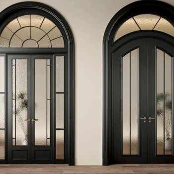 ALUFRONT 2025 Black Minimalist  Interior  Frame  Aluminum Alloy Critical Style French Villa Glass Door
