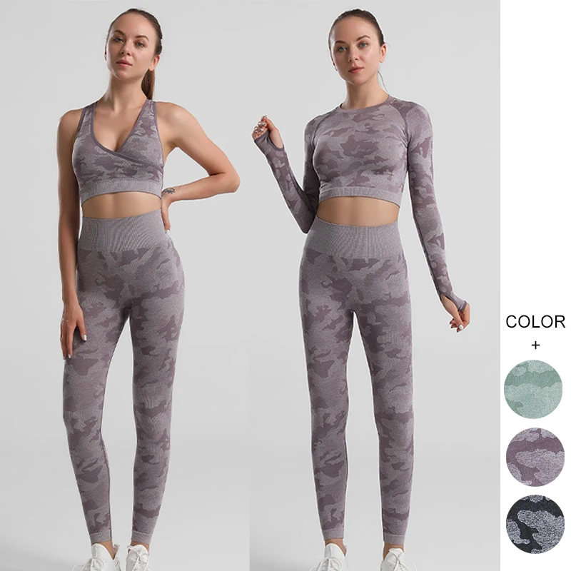 3PCS Seamless Women Yoga Set Workout Sportswear Gym Clothing 