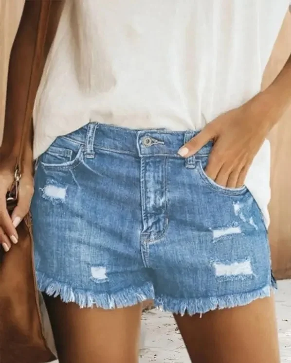 Women Denim Pants Wholesale Fashion Classical Denim Shorts Women Pull on Short Jeans