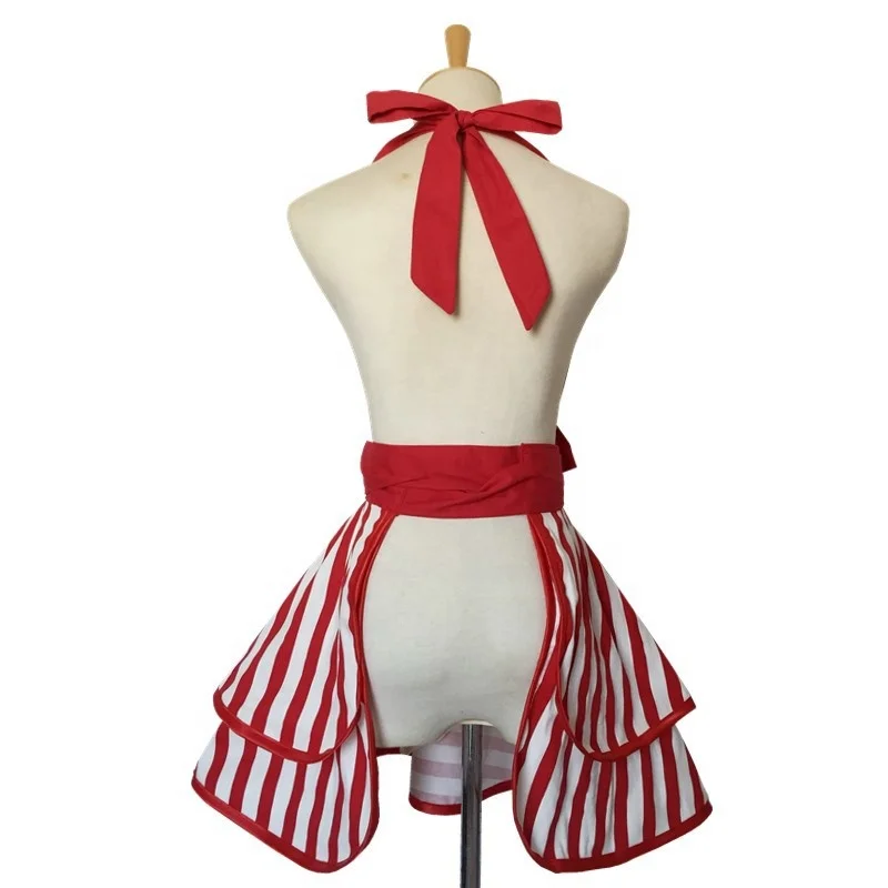 Flower and Stripe Dot Various Printing Custom Kitchen Apron For Kitchen Cleaning Cooking Women Aprons