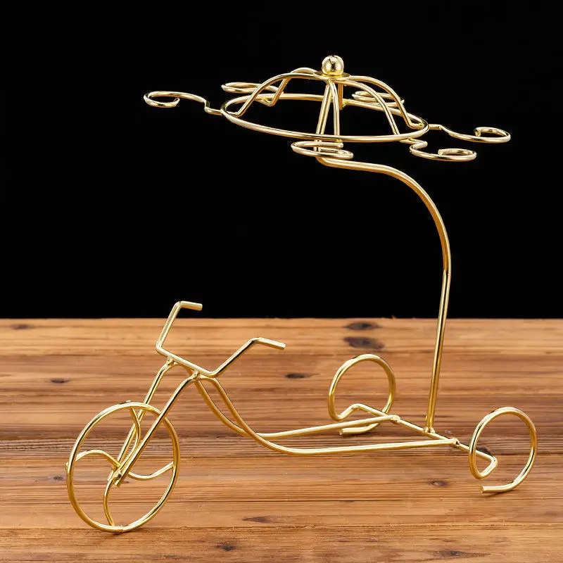 Wrought Iron Wire Industrial Wholesale Hotel Storage Desktop Modern Table Gold Metal Countertop Glass Bottle Holder Wine Rack