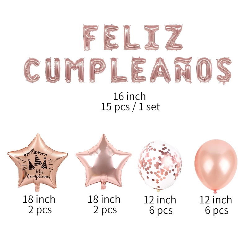 Spanish Happy Birthday Balloons Set Wedding Birthday Party Decorations ...