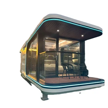 Smart windproof Hotel Building Luxury Beach Villas Manufacturing mobile prefabricated space capsule rooms for sale