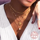 925 925 ROXI 925 Sterling Silver Simple And Versatile Square Diamond Women Clavicle Pure Silver Necklace