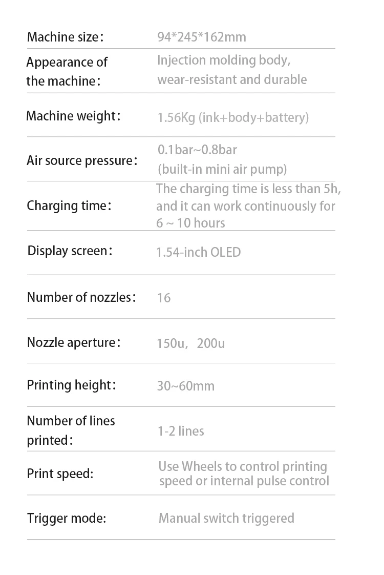 Portable 30-60mm Text Graph Expiry Date Form Large Character Ink-jet Printer