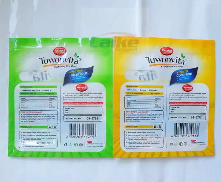 Nigeria Stand up Zipper Resealable Laminated Plastic Mylar Bag Packing 1kg 2kg 5kg Wheat Flour Packaging Bag Flour Bag