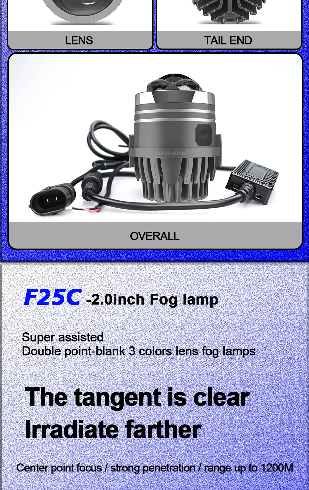 3 colors Bi Led Projector Lens High Low Beam Led Laser Fog Light Auto Accessories Customizable Logo 2 inch for Car Lens fog lamp