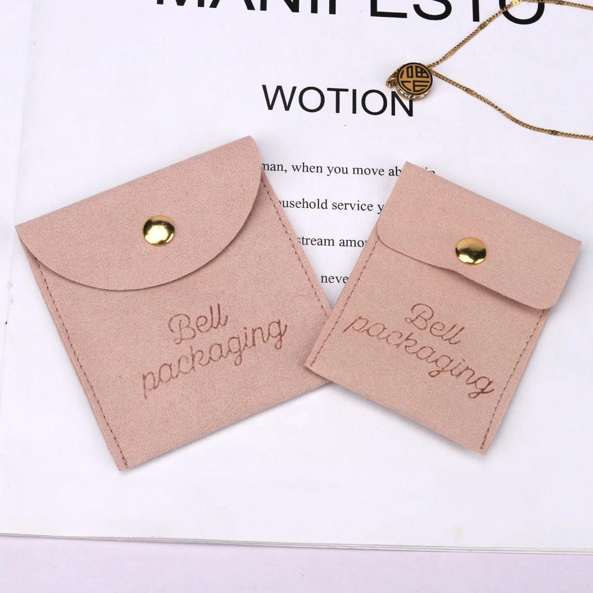 Custom Emboss Logo Microfiber Flap Envelope Jewelry Pouch Luxury Suede Gift Pouch For Earring Jewelry
