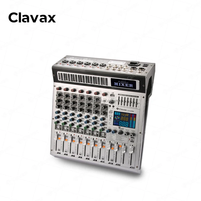 Clavax CLMC-CLX8 Pro Professional 8 Channels Digital Audio Mixer Controller With Display Screen DJ Mixing Console For Bar Party