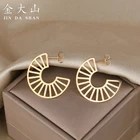 Metal Earrings Earrings Jewelry Custom Fan Blade Shape Gold Plated Metal Geometric Earrings Stainless Steel