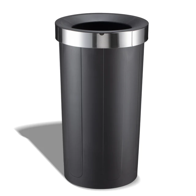 JILI Easy Cleaning Stainless Steel Material Black 65L Trash Can Open Top Waste Bin with Revable Bucket and Balanced Swing Lid