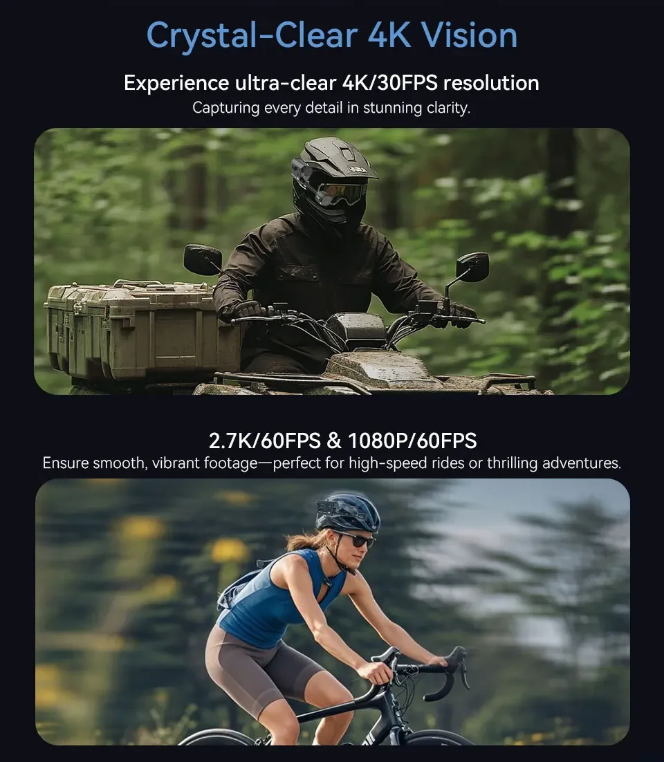 RunCam 4K Helmet Camera 60fps 1920*1080 Long Battery Life Built-in Wifi Airsoft Face Mask Recorder RC Parts & Accs