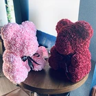 Valentines Day Wedding Artificial Custom Flower Rose Teddy Bear For Valentines Day Gifts Wedding Party Decoration