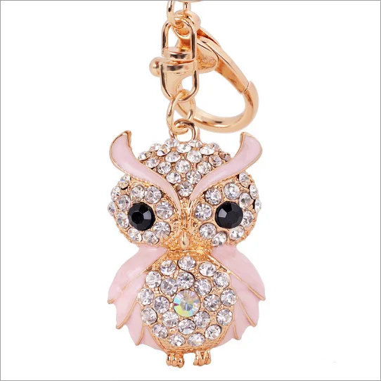 Lovely Diamond Owl Keychain Rhinestone Crystal Keyring Key Ring Chain Bag Charm Pendant Gift