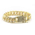 Hip Jewelry 12mm 8inch Hip Hop Jewelry Black Iced Out CZ Diamond Cuban Bracelet