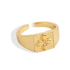 Rings Cross Daidan Rings Jewelry Women Engagement Flower Cross Gold Plated Adjustable Silver Men Rings