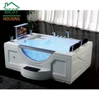 Bath Indoor Bathtub Double Freestanding 2 Person Bathtub 2 Loungers Indoor Bath Tub With TV