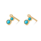 Cz Earring Gemnel Minimalist Women Trend Gold Palted CZ Turquoise Stud Earring