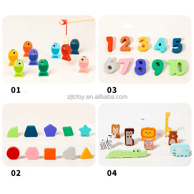 Montessori jeu de pêche en bois forme correspondant Puzzle planche logarithmique motricité Fine jouets éducatifs bébé occupé conseil usine