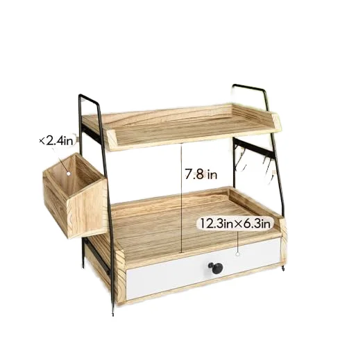 Custom Modern 2-Tier Wood Organizer Single Folding Standing Type with Metal Material for Clothing Spices Food Furniture Cabinets