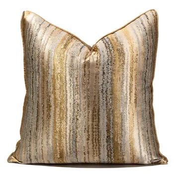 Modern Gold Throw Pillow Covers Striped Sparkly Cushion Cover Square Pillowcases For Home Decoration 45*45CM 50*50CM