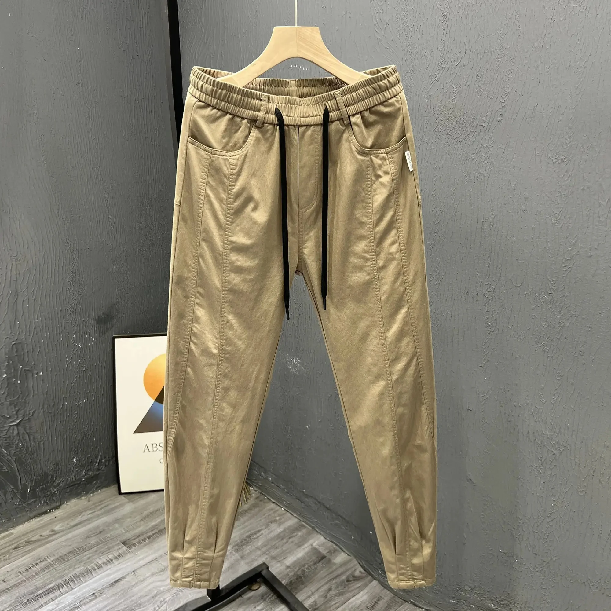 Wholesale high quality slim men's elastic pants plus size classic solid color business casual casual pants