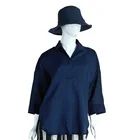 Blouse Summer Thin Seven-Sleeve Linen Polyester Shirt For Simple Solid Color Loose Joker Blouse