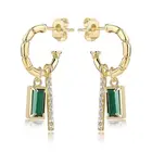 Hoop Gemstone Minimal Design Simple Earrings Mini Hoop Agate Green Gemstone Ear Rings Earrings Stud Women