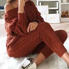 Sweater Plus Size Womens Knitted Leisure Sets Chunky Knit Sweater Set Knit Set Plus Size
