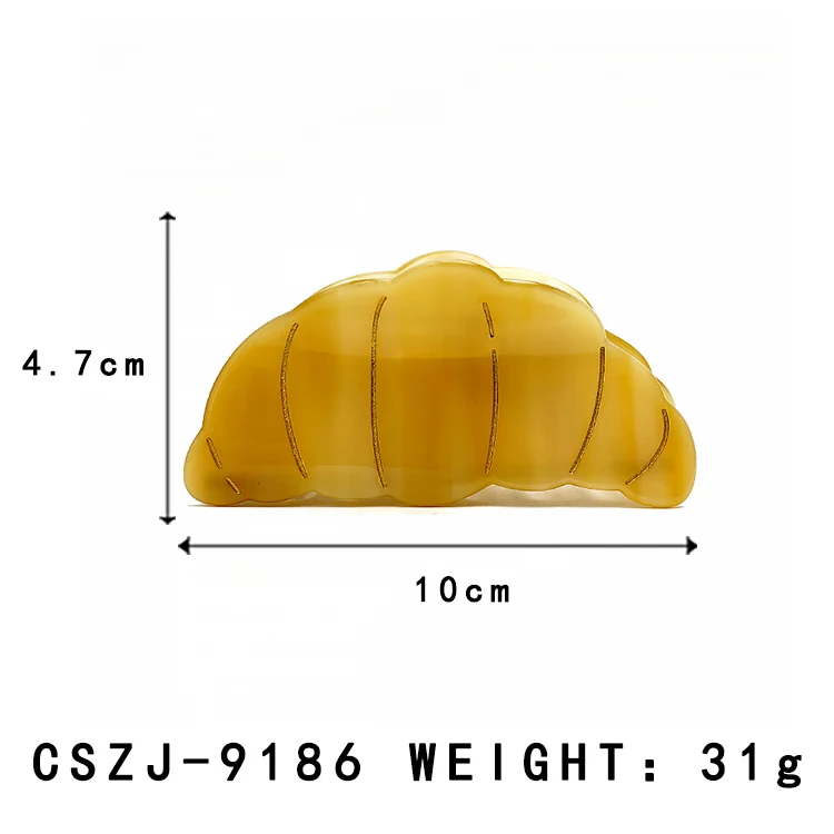 CANYUAN Fashion croissant bread acetate custom hair claw personalized design croissant hair claw clip customization