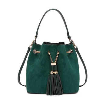 Fashion Bags 2022 Women Tassel Pu Leather Bucket Bag Drawstring Custom Hand Bags Ladies