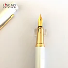 Pen Logo Customized Logo Shanghai Lingmo High Quality White Gold Metal Fountain Pen With Custom OEM Logo Fine Nib